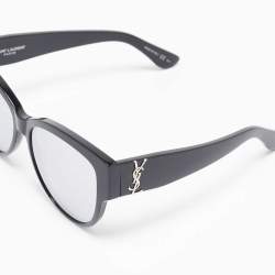 Saint Laurent Black/Grey Mirrored SLM3 Cat-Eye Sunglasses