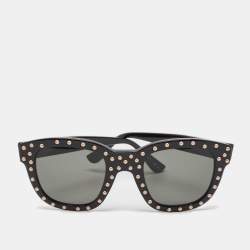Saint Laurent Black SL100 Lou Studded Square Sunglasses