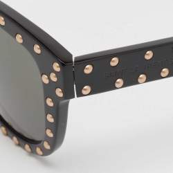 Saint Laurent Black SL100 Lou Studded Square Sunglasses