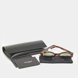 Saint Laurent Tortoise/Green SL567 Oval Sunglasses