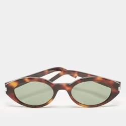 Saint Laurent Tortoise/Green SL567 Oval Sunglasses