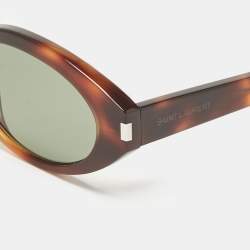 Saint Laurent Tortoise/Green SL567 Oval Sunglasses