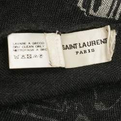 Saint Laurent Paris Black Revolver Print Cashmere Voile Scarf 