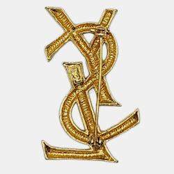 Yves Saint Laurent Gold YSL Brooch