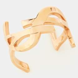 Pre Owned Saint Laurent Opyum Rose Gold Tone Open Cuff Bracelet