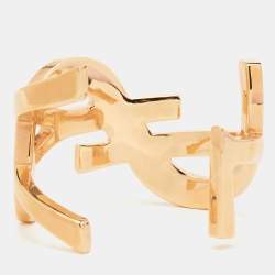 Pre Owned Saint Laurent Opyum Rose Gold Tone Open Cuff Bracelet