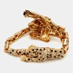 Saint Laurent Paris Hedi Slimane Crystals Enamel Gold Tone Bracelet