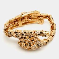 Saint Laurent Paris Hedi Slimane Crystals Enamel Gold Tone Bracelet