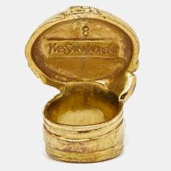 Saint Laurent Paris Arty Glass Gold Tone Ring Size 58