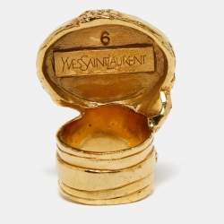 Saint Laurent Paris Arty Glass Gold Tone Ring Size 54