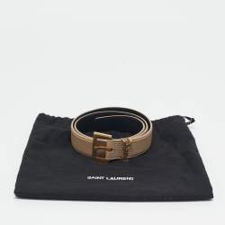 Saint Laurent Beige Leather Cassandre Belt 70 CM