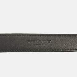 Pre Owned Saint Laurent Black Leather Cassandre Buckle Belt 80CM