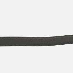 Pre Owned Saint Laurent Black Leather Cassandre Buckle Belt 80CM