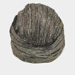 Saint Laurent Metallic Lurex Silk Blend Knotted Turban S