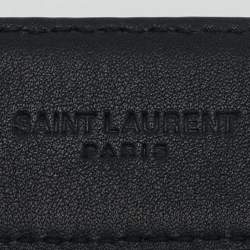 Pre Owned Saint Laurent Black Leather Round Buckle Belt 75CM