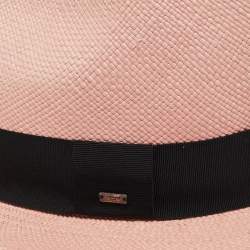 Saint Laurent Paris Pink Straw Panama Hat 