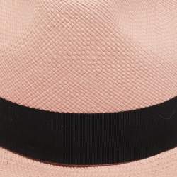 Saint Laurent Paris Pink Straw Panama Hat 