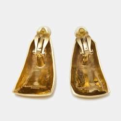 Saint Laurent Paris  Gold Tone Clip On Earrings
