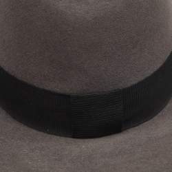 Pre Owned Saint Laurent Paris Grey Rabbit Felt Wide Brim Hat M
