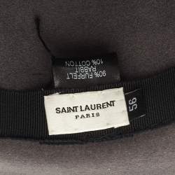 Pre Owned Saint Laurent Paris Grey Rabbit Felt Wide Brim Hat M