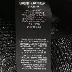 Saint Laurent Paris Black Canotier Lacquered Straw Boater Hat S