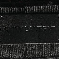 Saint Laurent Paris Black Canotier Lacquered Straw Boater Hat S