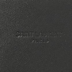 Saint Laurent Black Croc Embossed Patent Leather Logo Square Buckle Belt 70CM