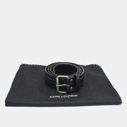 Saint Laurent Black Croc Embossed Leather Buckle Belt 85CM