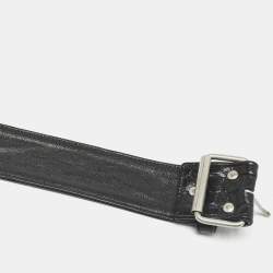 Saint Laurent Black Croc Embossed Leather Buckle Belt 85CM