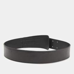 Saint Laurent Black Leather Buckle Waist Belt 75CM