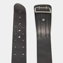 Saint Laurent Black Leather Buckle Waist Belt 75CM