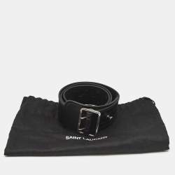 Saint Laurent Black Leather Buckle Waist Belt 75CM