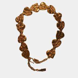 Saint Laurent Vintage Gold Plated Textured Necklace