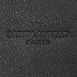 Pre Owned Saint Laurent Black Leather Cabochon Belt 85CM