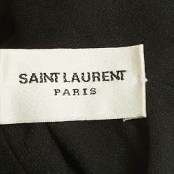 Pre Owned Saint Laurent Paris Black Embellished Velvet Beanie One Size