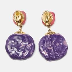 Pre Owned Saint Laurent  Multi Color Gold Tone Earrings