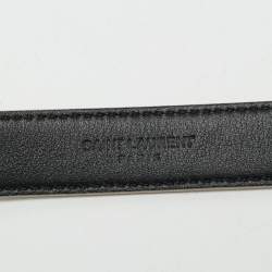 Pre Owned Saint Laurent Beige Leather Cassandre Slim Belt 80 CM