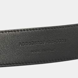 Pre Owned Saint Laurent Black Leather Cassandre Buckle Belt 85 CM