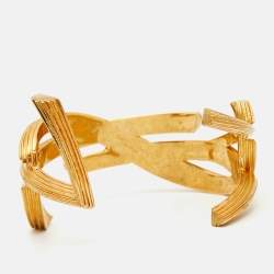 Pre Owned Saint Laurent Monogram Gold Tone Bracelet