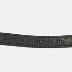 Pre Owned Saint Laurent Black Leather Cassandre Extra Thin Belt 70 CM