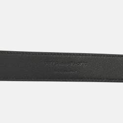 Pre Owned Saint Laurent Black Leather Folk Buckle Belt 70 CM