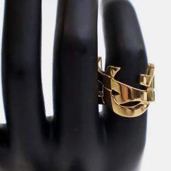 Pre Owned Saint Laurent Logo Ring Sz 7