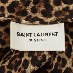 Pre Owned باندو طويل حرير طبعة فهد بني سان لوران باريس