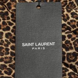 Pre Owned باندو طويل حرير طبعة فهد بني سان لوران باريس