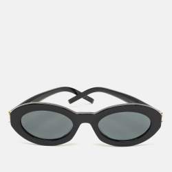 Pre Owned Saint Laurent Black SLM136 Monogram Frame Oval Sunglasses