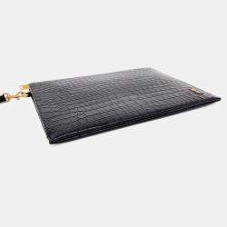 Pre Owned Saint Laurent Paris Black Patent Leather iPad Holder