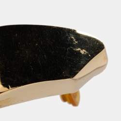 Pre Owned Saint Laurent Gold Tone Metal Comet Clip On Earrings