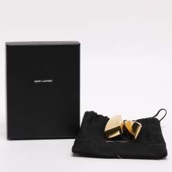 Pre Owned Saint Laurent Gold Tone Metal Comet Clip On Earrings