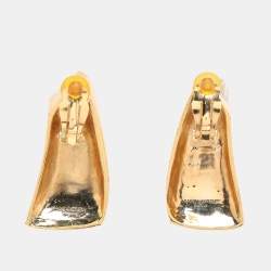 Pre Owned Saint Laurent Gold Tone Metal Comet Clip On Earrings