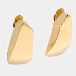 Pre Owned Saint Laurent Gold Tone Metal Comet Clip On Earrings